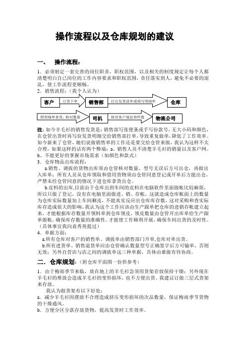 操作流程以及仓库规划的建议