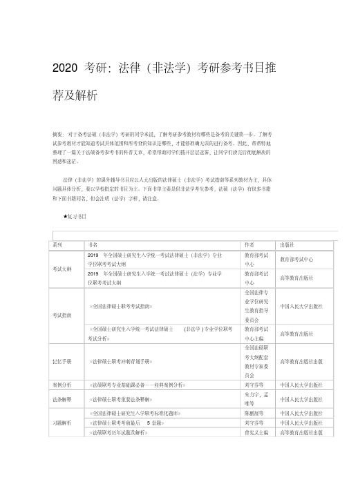 最新2020考研：法律(非法学)考研参考书目推荐及解析.pdf