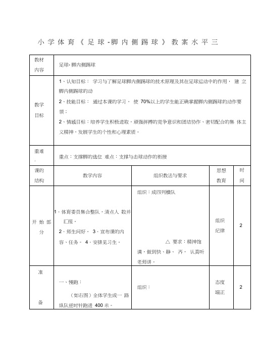 小学体育足球脚内侧踢球教案