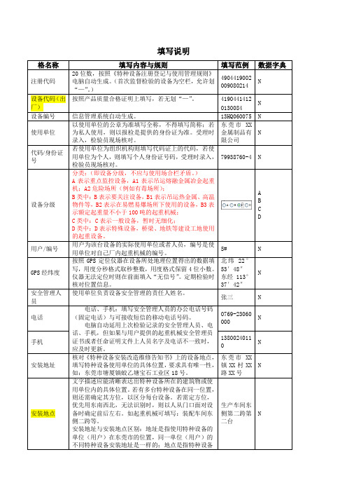 起重机械检验信息登记表