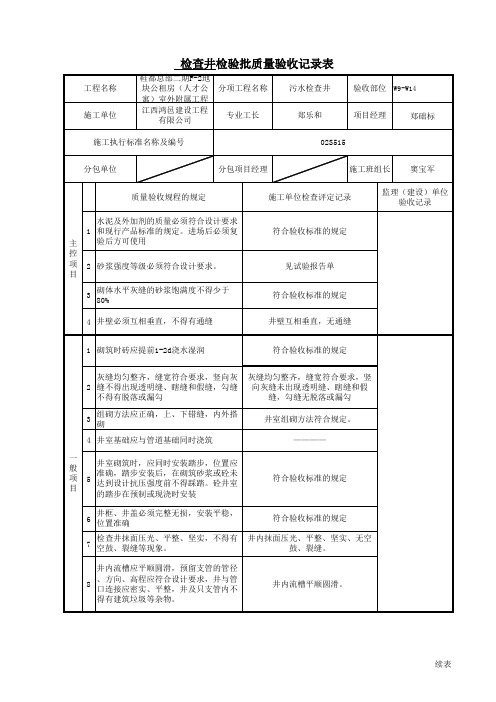 检查井检验批表