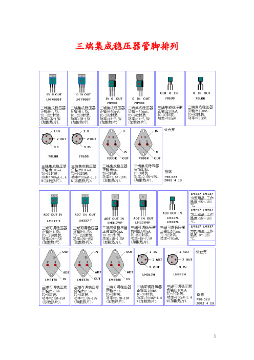 三端集成稳压器管脚排列