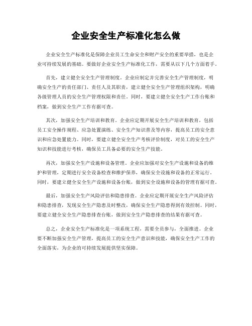 企业安全生产标准化怎么做