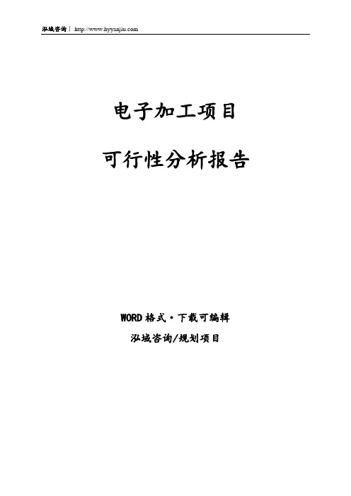 电子加工项目可行性分析报告