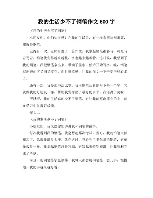 我的生活少不了钢笔作文600字