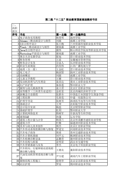 十二五规划教材目录(第二批)教程