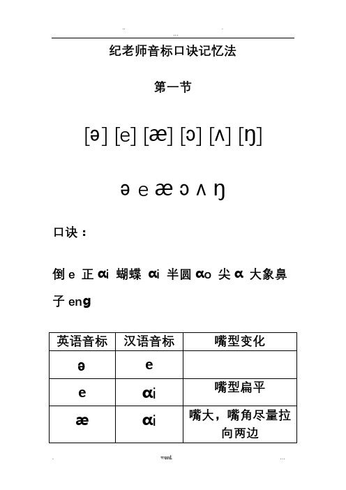 纪老师,48个国际音标的记忆口诀【讲义】