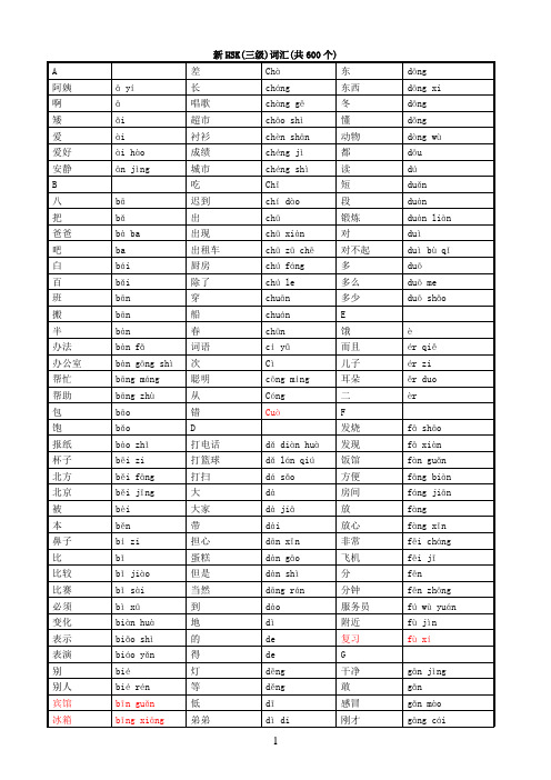 HSK3级词汇_带拼音