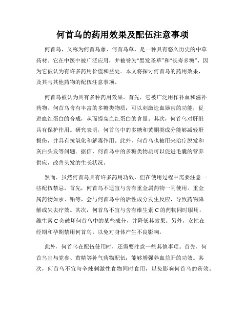 何首乌的药用效果及配伍注意事项