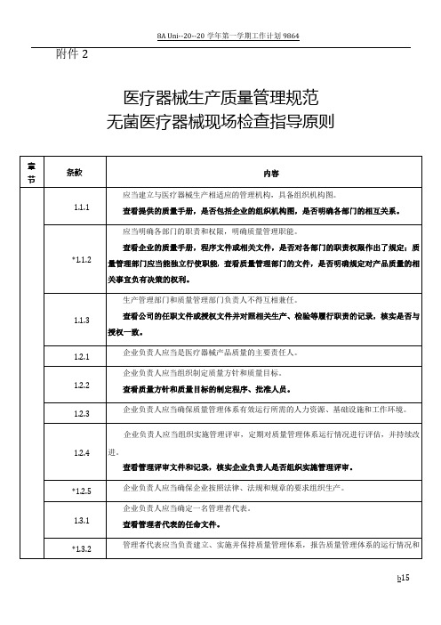 医疗器械生产质量管理规范无菌医疗器械现场检查指导原则