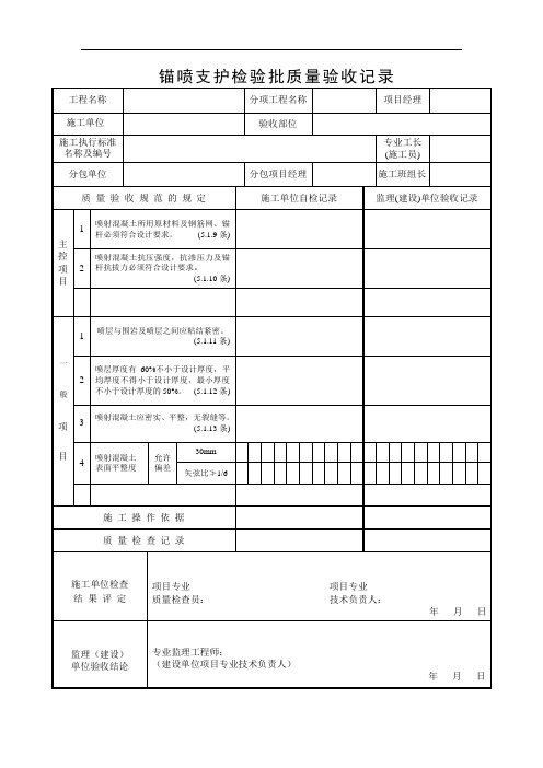 锚喷支护检验批质量验收记录