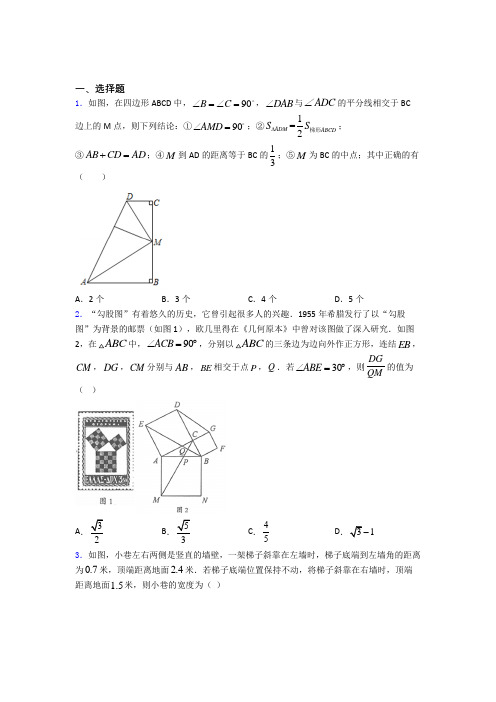 八年级初二数学 提高题专题复习勾股定理练习题含答案