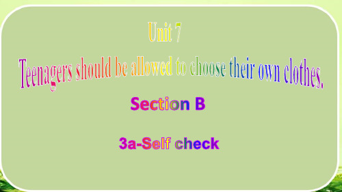 Unit 7 Section B(3a-self check)九年级英语全册(人教版)