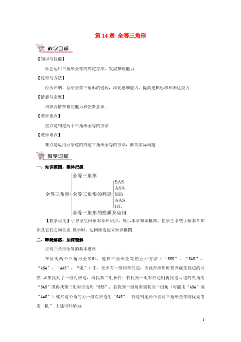 滨海新区实验中学八年级数学上册 第14章 全等三角形章末复习教案 沪科版