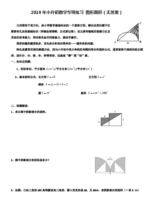 2020年小升初数学专项练习：图形面积