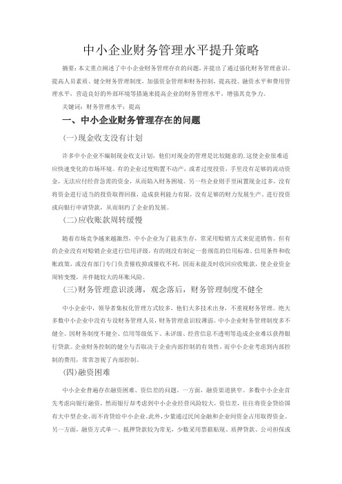 中小企业财务管理水平提升策略Word文档