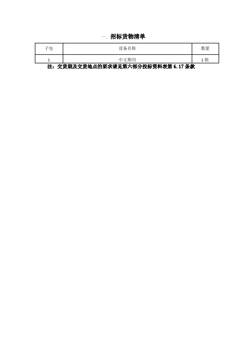 招标货物清单