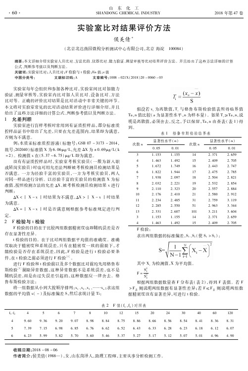 实验室比对结果评价方法