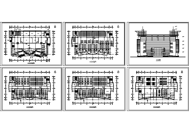 五层文化馆设计建筑平面图+立面图