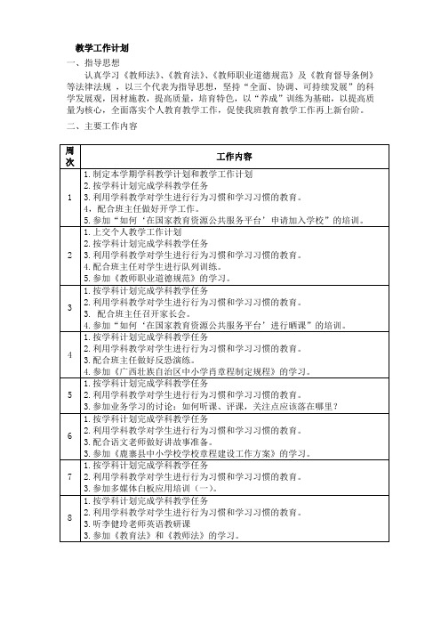 2015春期教学工作计划