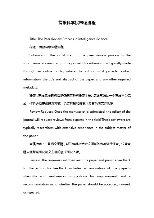 情报科学投审稿流程