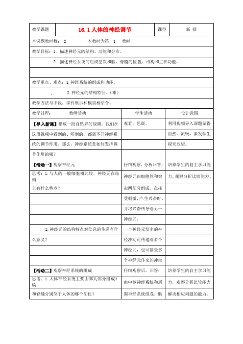 6080.苏科初中生物八上《6.16.1 人体的神经调节》word教案 (3)