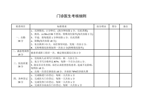 门诊医生考核细则