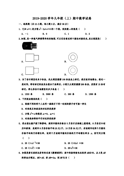 广东省深圳市罗湖区2019-2020学年九年级(上)期中数学试卷