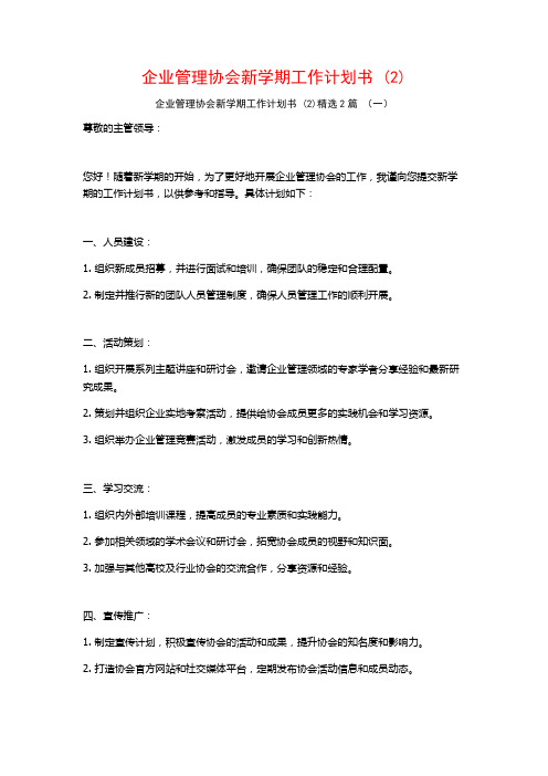 企业管理协会新学期工作计划书2篇