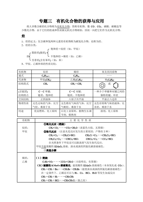 苏教版高中化学必修二知识点总结(专题三、四)