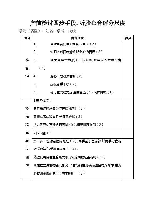 妇产科操作评分表