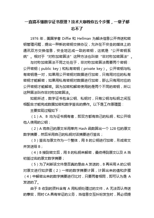 一直搞不懂数字证书原理？技术大咖教你五个步骤，一辈子都忘不了