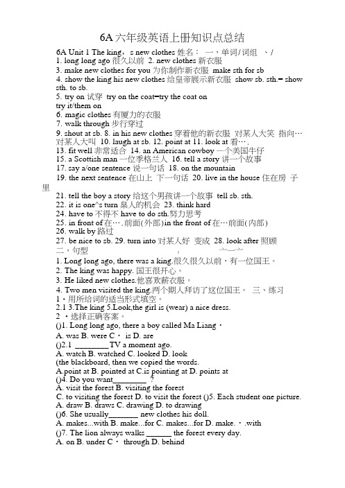 苏教版译林版六年级上册6A英语知识点2.docx
