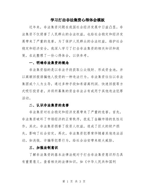 学习打击非法集资心得体会模板