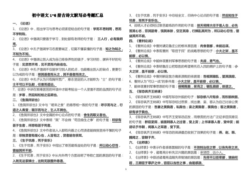 初中语文1-6册古诗文默写必考题汇总