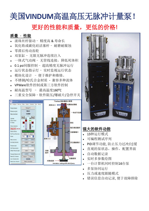 美国Vindum高温高压无脉冲计量泵