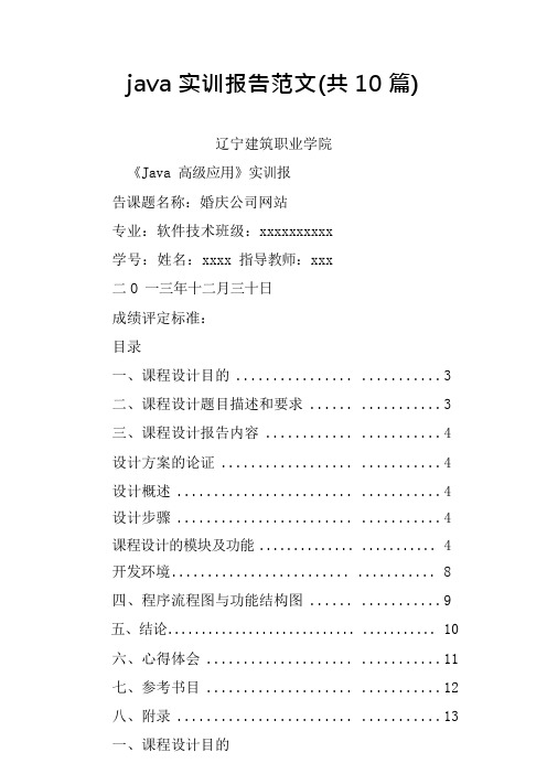 java实训报告范文(共10篇)