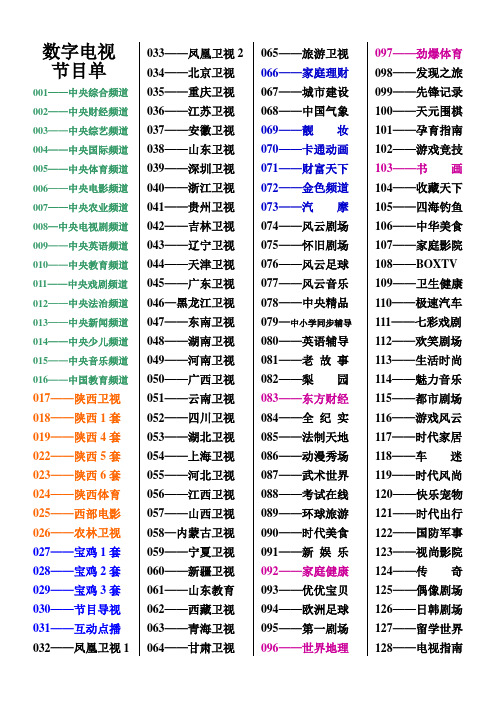 数字电视：节目单