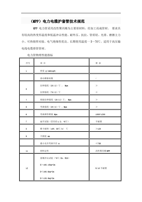 MPP管技术标准