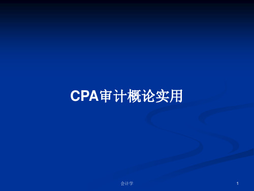 CPA审计概论实用PPT学习教案