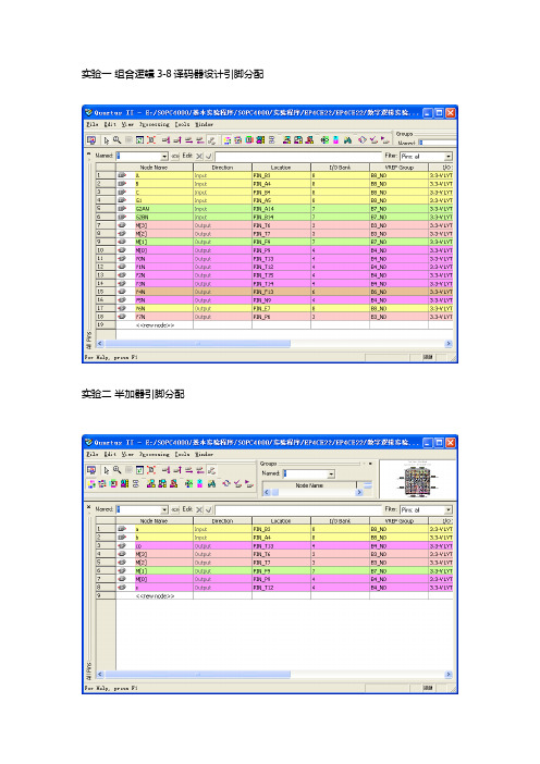 eda数字电路实验引脚分配