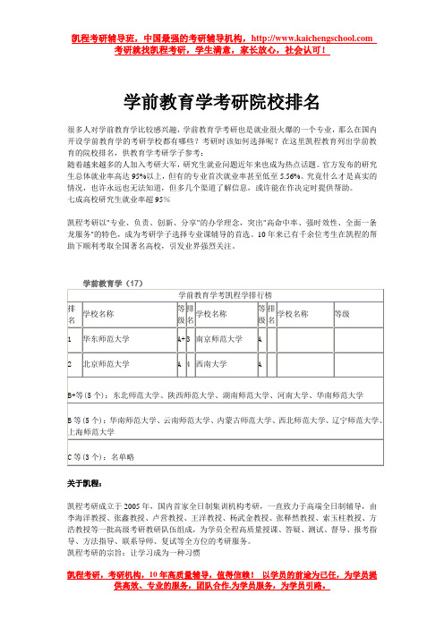 学前教育学考研院校排名