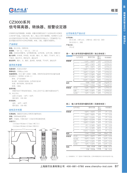 辰竹 CZ3000系列信号隔离器