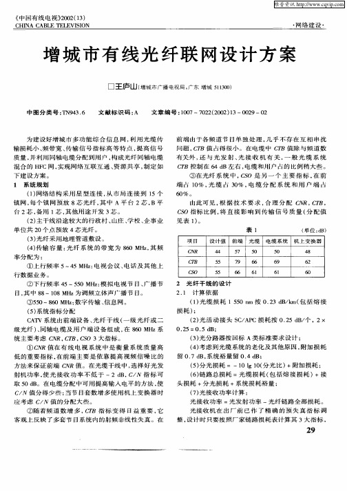 增城市有线光纤联网设计方案