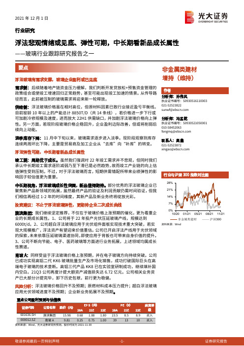 玻璃行业跟踪研究报告之一：浮法悲观情绪或见底、弹性可期，中长期看新品成长属性