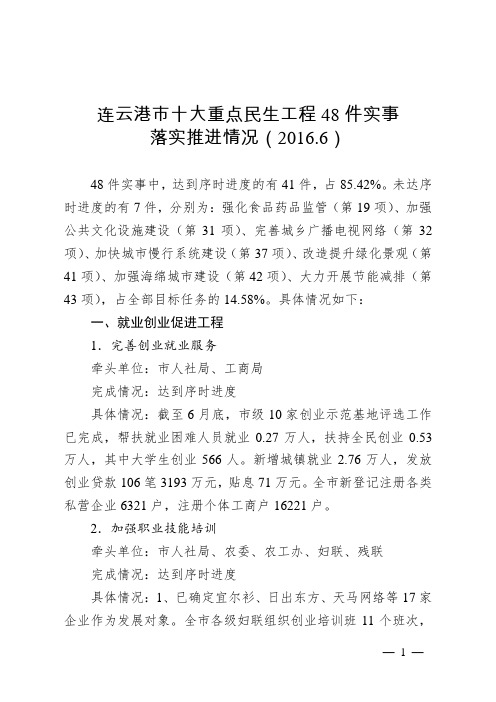 连云港十大重点民生工程48件实事