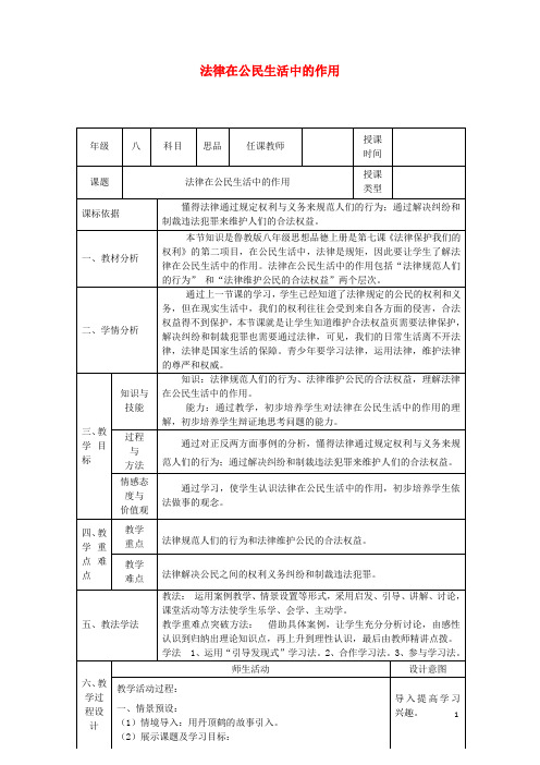 2017_2018学年八年级政治上册第四单元我们依法享有人身权财产第七课法律保护我们的权利第2框法律在公民生活
