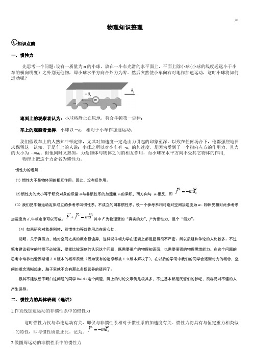 高级中学物理竞赛学习知识系统汇总整编