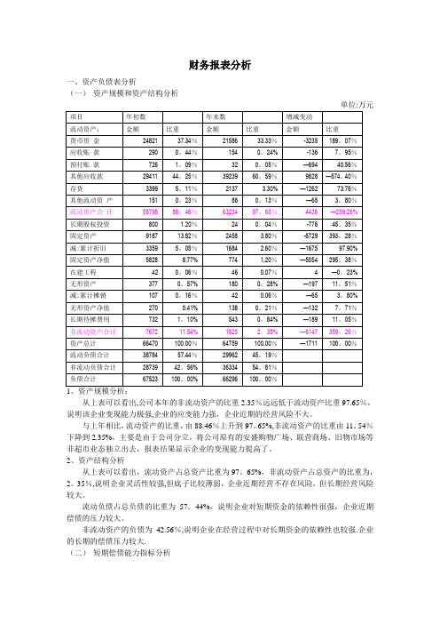 财务报表分析报告