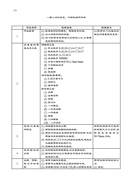 一模二冲,冷镦机操作手册簿